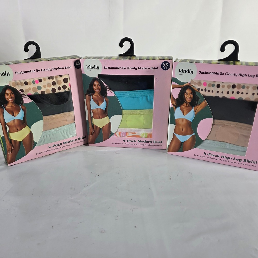 Kindly Yours Sustainable So Comfy Modern Brief Underwear 3 Packs (12 pairs) XS
